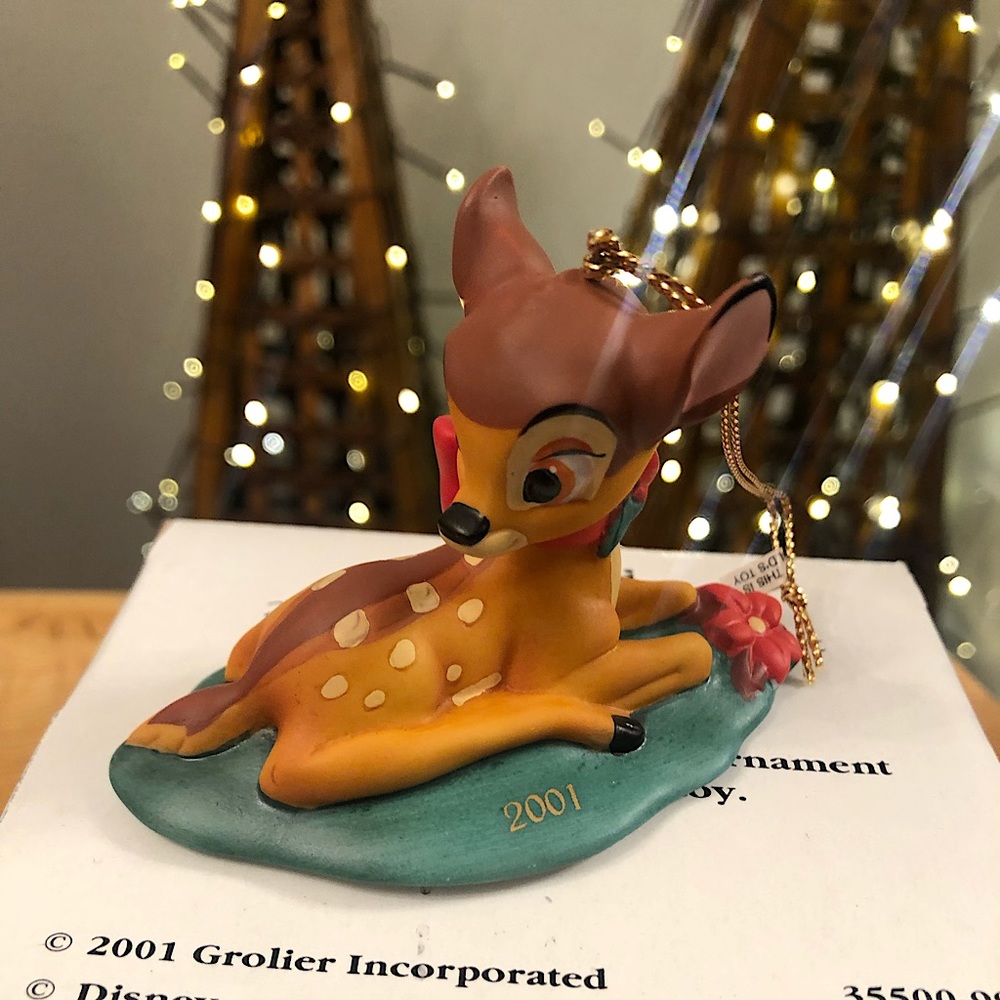 Vintage Disney Ornament - 2001 Porcelain Bambi - Made in Sri Lanka